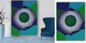 "Blue Circle Of Life "CutZy Pop Metal Wall Art "Abstract" Collection 4 Available - Picture 1 of 4