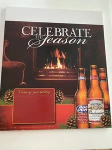 2008 Budweiser Celebrate Season Xmas Store Werbung Poster Man Cave Bar 21x18 - Bild 1 von 1