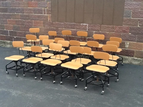 14 TOLEDO Vintage Drafting Stools On Wheels - Adjust 16" To 21" - Nice Cover