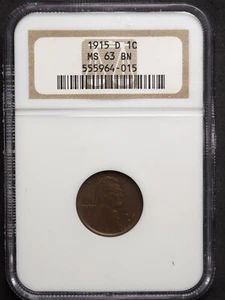 1915 * D * Lincoln Wheat Cent *NGC MS 63BN * FREE SHIPPING! G1519 - Picture 1 of 4