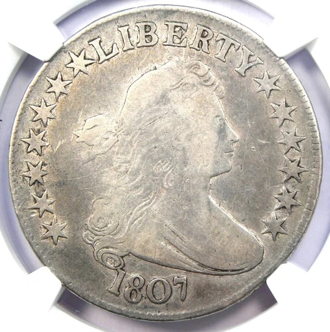 1807 Draped Bust Half Dollar 50C Silver Coin - Certified NGC VG8 - Rare! Cover