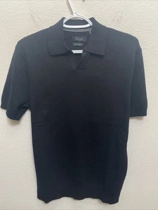 NUEVO Suéter Polo Porter & Ash Para Hombre Mediano Negro Manga Corta Cuello Nuevo con Etiquetas - Imagen 1 de 9