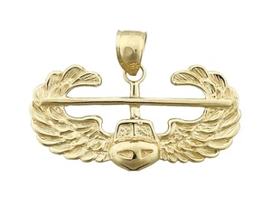 14K Gold Hubschrauber mit Flügeln Luftwaffe Anhänger - Bild 1 von 6