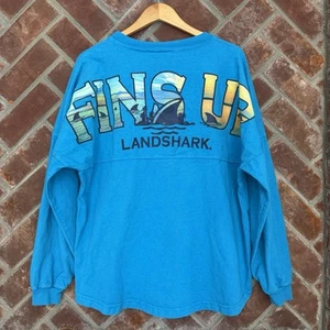 Spirit Jersey Fins Up Landshark Adult Size Large Blue Long Sleeve Pocket - Picture 1 of 8