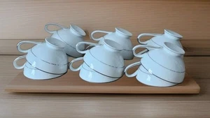 Mikasa Citation (5428) 12 Footed Cups Set, All White w/ Platinum Trim - Picture 1 of 11
