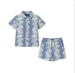 Andy & Evan Kids’ 2-Piece Stripe Palm Buttondown Set Blue Size 7 - Picture 1 of 7