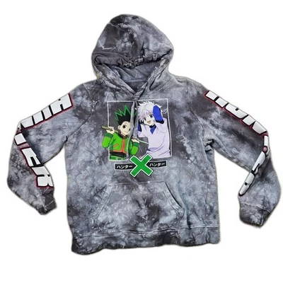 Moletom com capuz Hunter X Hunter anime tie-dye cinza meninas tamanho grande - Imagem 1 de 4