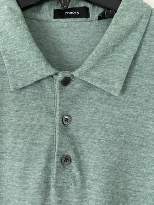 Camisa Polo THEORY Manga Corta Para Hombre Grande Verde y Blanco Pullover 100% Algodón Foto 1 de 4