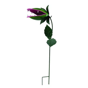 23" Metal Venus Flytrap Piranha Plant Yard Stake Outdoor Garden Halloween Decor - Picture 1 of 6