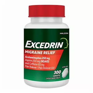 EXCEDRIN MIGRAINE Pain Reliever Aspirin Acetaminophen Caffeine, 300ct EXP 2027 - Picture 1 of 8