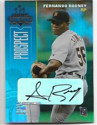 2003 DONRUSS CHAMPIONS PROSPECTS AUTOGRAPH FERNANDO RODNEY TIGERS, NATIONALS SP! - Image 1 of 2