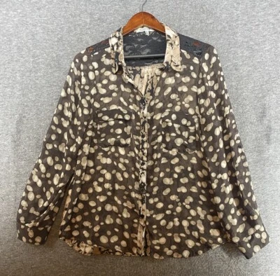 Top Figueroa y Flor Mujer XL Estampado Transparente Cuello en V Abotonado Mangas Largas Foto 1 de 4