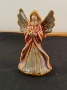 Estatuilla de paloma de ángel de cerámica de gres oro rojo 4 1/2" - Imagen 1 de 8