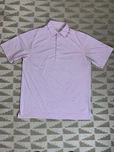 Donald Ross Mens Polo Shirt Sport Golf Pink White Striped Fits Like XL SKU #130 - Picture 1 of 12