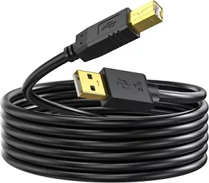 Printer Cable 20 ft, USB 2.0 Printer Cable Cord Type A-Male to B-Male Cable for - Picture 1 of 7