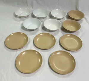 Vintage Texas Ware Lot of 12 - 5 White & 2 Brown Bowls A2 & 5 Brown Plates A7 GC - Picture 1 of 12