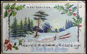 New Year Postcard - A New Year's Greeting - Posted 1911 - Bild 1 von 2