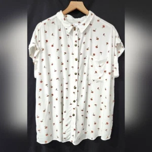 Top donna Mushroom AOP con bottoni davanti taglia XXL Goblincore eclettico funky - Foto 1 di 8