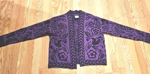 Nanette Lepore Women's Cardigan Sz Medium Floral Plum Purple Comfy Soft - Picture 1 of 5