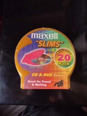 Maxell "Slims" CD & DVD Plastic Cases 20 Pack Multi-Color Factory Sealed - Image 1 of 3