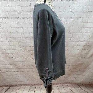 Lands End Gray Pullover/Sweatshirt, Gathered Ruched Button Tab Sleeve Small 6-8 - Picture 1 of 9