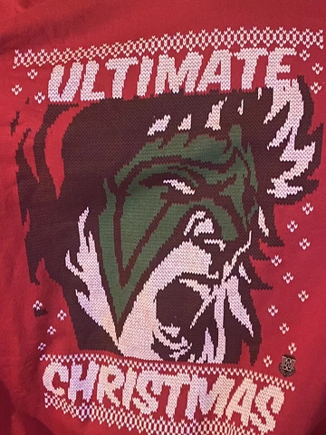 “The Ultimate Warrior”Christmas Mens Size 4 XL Ugly Sweater Sweatshirt Cover