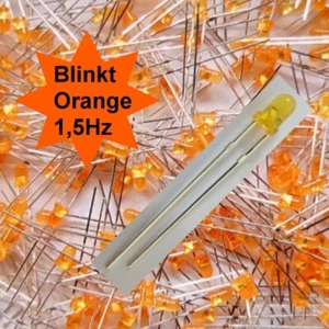 Orange Blinkende LED 5mm Blinkt Flash 1,5Hz Diffus E6/6 - Picture 1 of 1
