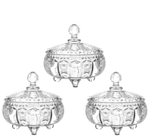 3 Glas Süßigkeitenglas mit Deckel, große Zuckerschüssel Mahlzeit Wohnzimmer Trockenobstbox Glas - Bild 1 von 3