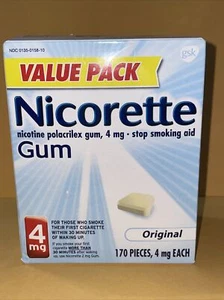 NEW Sealed Nicorette Gum Original 4mg 170 Pcs Nicotine Gum Stop Smoking Exp9/26+ - Picture 1 of 4