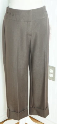 New Dressbarn Womens Size 6 Brown Shaping Crop Cuffed Flat Front NWT - Image 1 of 4
