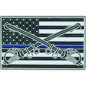 Thin Blue Line Mounted Flag Lapel Pin - Picture 1 of 4