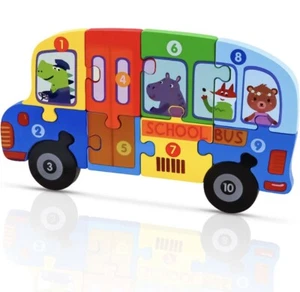 Puzzle scuolabus in legno per bambini 2-6 anni - Foto 1 di 6