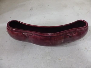 vintage art deco Australian pottery curved burgundy log / pansy vase - Picture 1 of 5