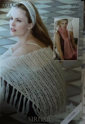 New , Original SIRDAR Blur Shawl/scarf Knitting pattern, 8735 - Image 1 of 3