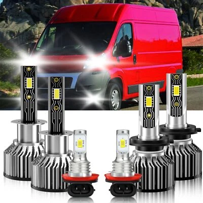 For Fiat Ducato 2009-2014 H1+H7+H11 LED Headlight + Fog Light Bulbs Combo 6500K - Image 1 of 4