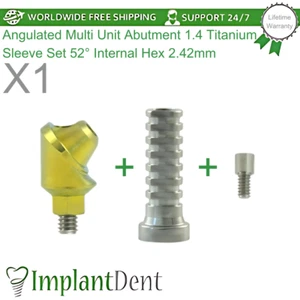 1x Dental Angulated Multi Unit 1.4 Titanium Sleeve Set 52° Int Hex 2.42mm Screw - Picture 1 of 6