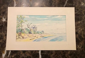 Early 20 C-Royal H Rodgers Watercolor on paper of coastal beach scene, Unframed - Bild 1 von 7