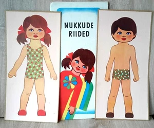 1970's Soviet Estonian Large Size PAPER DOLLS  Girl & Boy with  Clothes - Picture 1 of 9