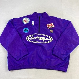Vintage Surf Style Windbreaker Jacket One Size Purple Blue Nylon Quarter Zip Y2K - Picture 1 of 10