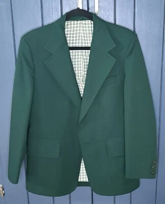 Abrigo deportivo vintage Towncraft para hombre verde texturizado traje chaqueta blazer M L LEER Foto 1 de 4