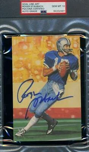Roger Staubach Gem Mint 10 PSA DNA Slabbed Signed Goal Line Art Card Autograph - Picture 1 of 1