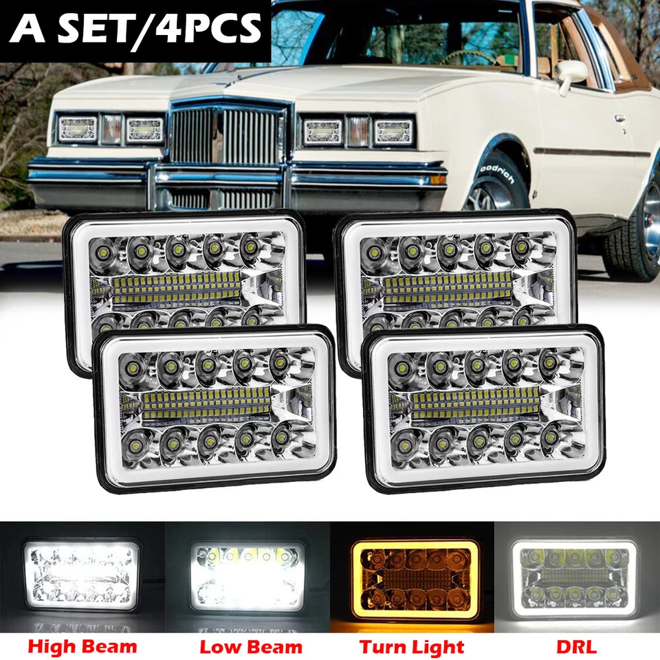 4 PIEZAS FAROS LED 4x6"" para Pontiac Grand Prix 1976-1987 Buick Electra Foto 1 de 4