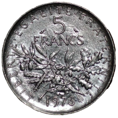 Франция 5 франков 1973 км # 926a.1 - Изображение 1 из 2
