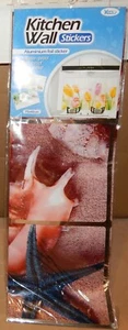 Kitchen Wall Stickers Aluminium Foil 75x45cm Yeeto Seashells On Sand NIB 221K - Picture 1 of 4