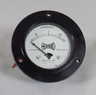 Vintage Heayberd Panel Mount Round Ammeter - 0 To 2 Amps Scale • 6.99£