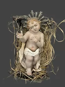 Bambino Gesù Bambinello Napoletano Da Culla 14 Cm Argilla Occhi Vetro - Foto 1 di 9
