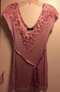 Beautiful Cocktail Women Blouse Size L/XL Metallic Pink Color - Picture 1 of 6