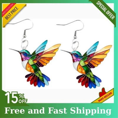 Acrylic Hummingbird Earrings 2D Bird Shape Earrings For Women Girls Ear Charms - Image 1 of 4