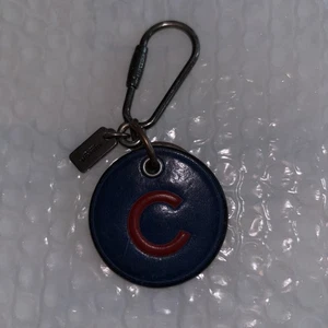 NEW Coach Leather Key Ring MLB Chicago Cubs Blue - Picture 1 of 3