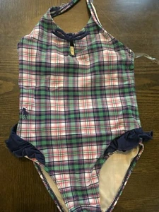 Vintage Polo Ralph Lauren Girls One Piece Swimsuit Plaid Size 6 EUC Free Ship - Picture 1 of 5